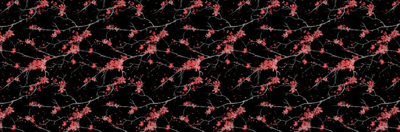 Black Sakura Cherry Blossoms Suede Car Door Panel Trim Fabric